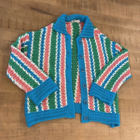 Zara 2p Chunky Knit Sweater Set Tank Top and Cardigan Small Blogger Favorite - Picture 4 of 9